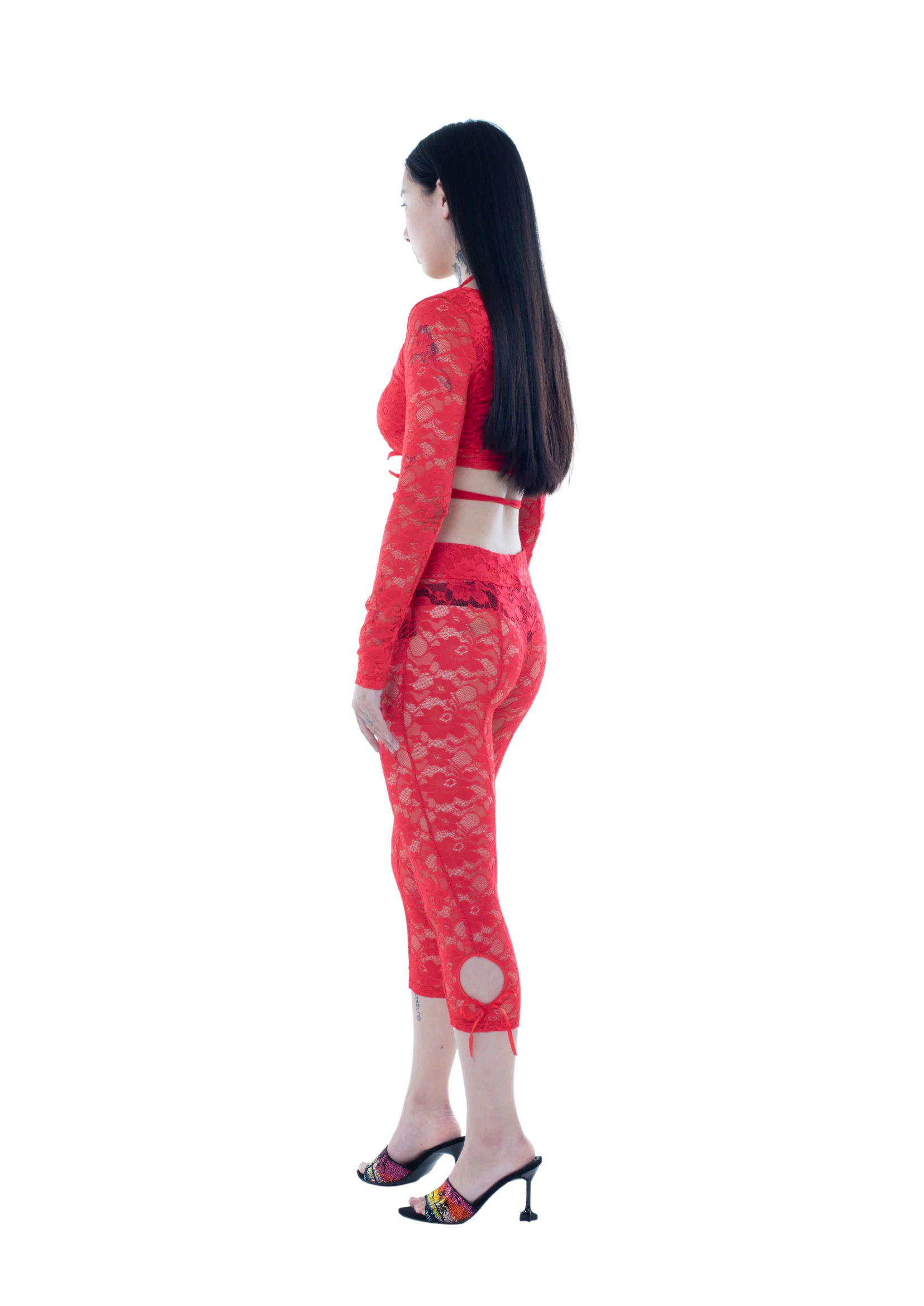 LACE CROP TOP IN RED - Image 3