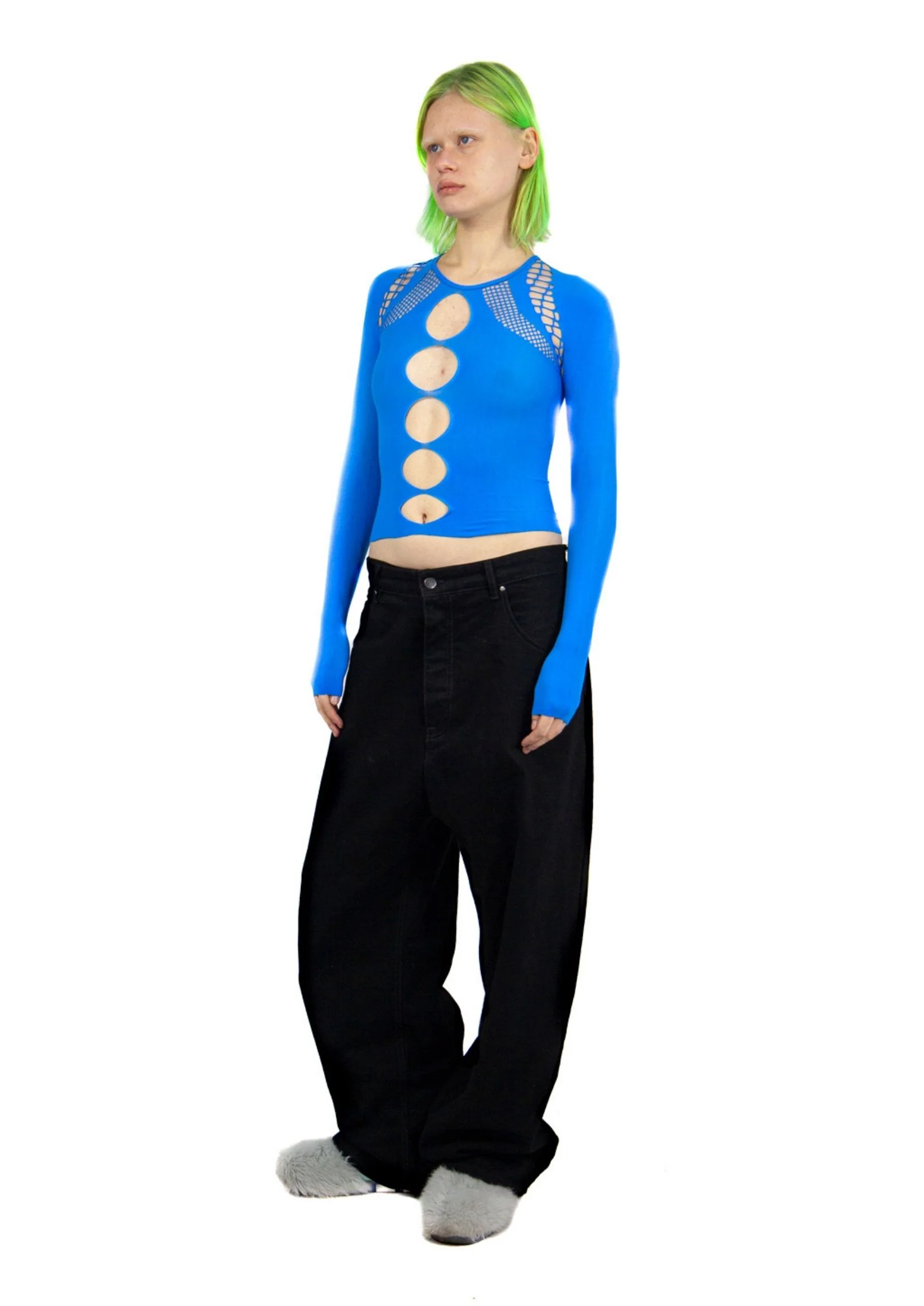 LONG-SLEEVE SHAPEWEAR TOP IN BLUE - Image 3
