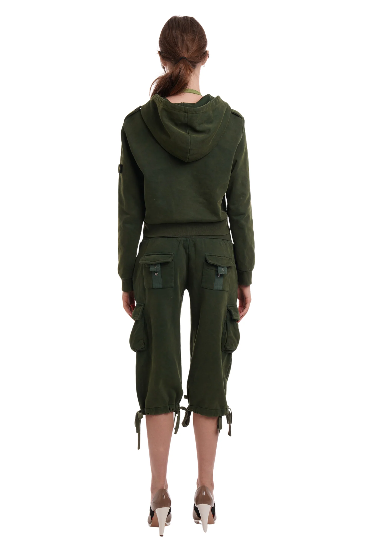 UTILITY TRACK CAPRIS IN MILITARY GREEN - Image 6