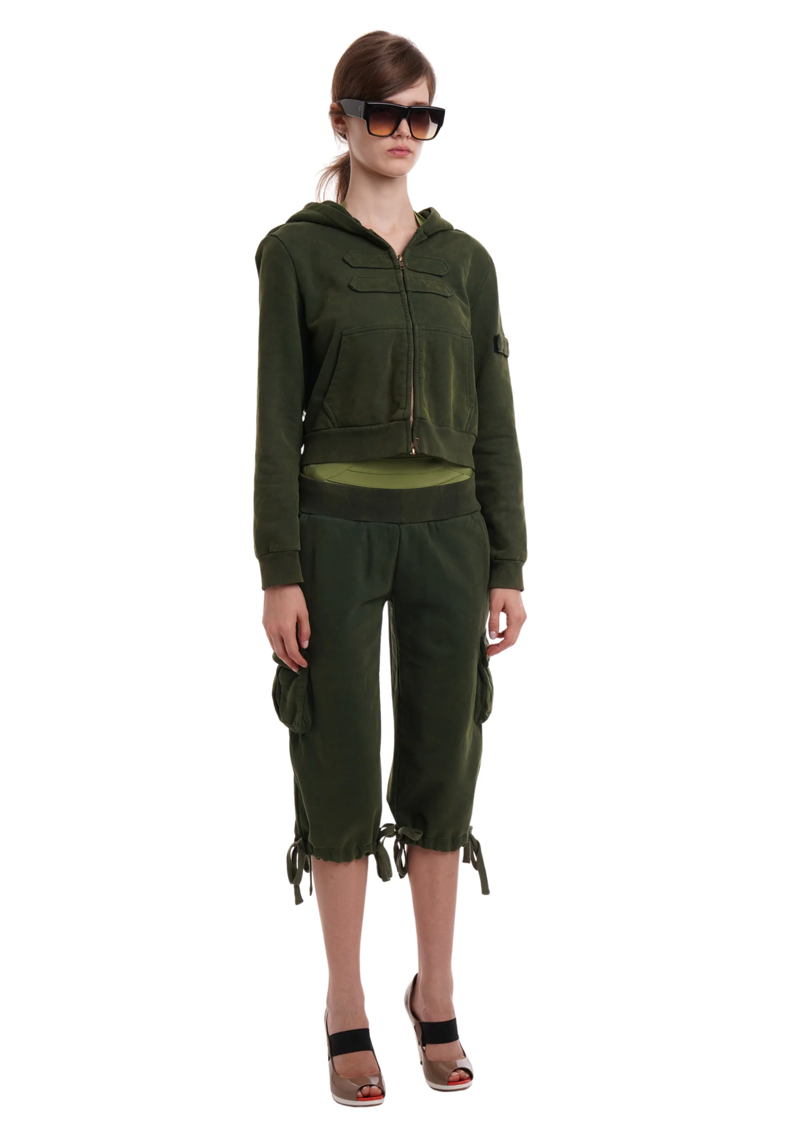 UTILITY TRACK CAPRIS IN MILITARY GREEN - Image 7